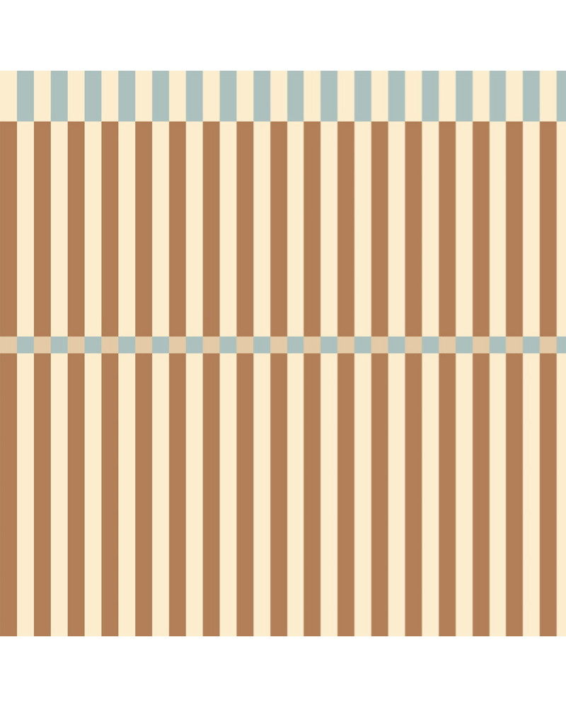 Echantillon papier peint Nostalgie – Rayures Brun et Bleu Vintage