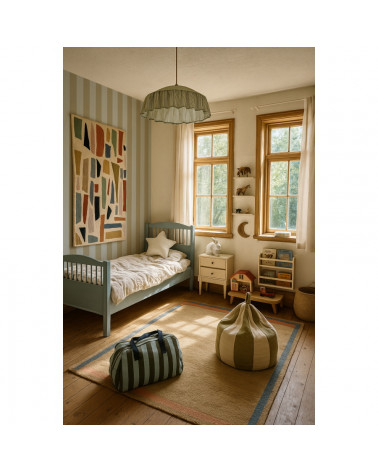 Papier Peint Enfant – Rayures Bleu et Vert