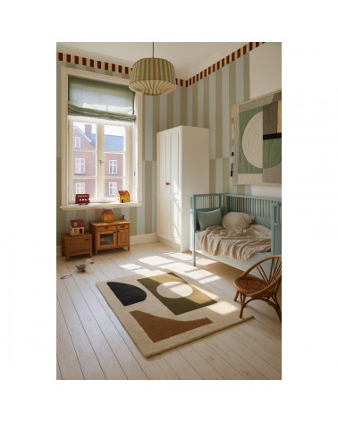 Papier Peint Enfant – Rayures Alternées Bleu et Vert