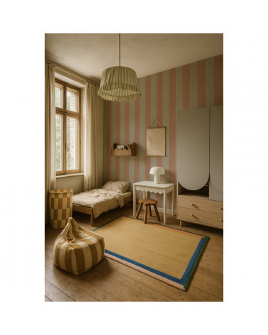 Papier Peint Enfant – Rayures Vert et Brun Nature