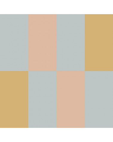 Papier Peint Enfant – Rayures Alternées Bleu, Saumon et Jaune