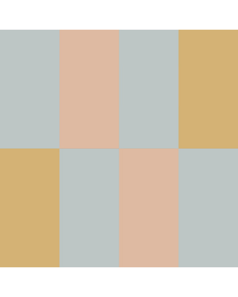 Papier Peint Enfant – Rayures Alternées Bleu, Saumon et Jaune