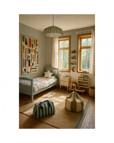 Papier Peint Enfant Carreaux Minimini – Vert et Bleu