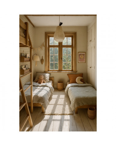 Papier Peint Enfant Carreaux Minimini – Vert et Bleu