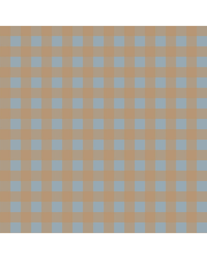 Papier Peint Enfant Carreaux Minimini – Brun et Bleu