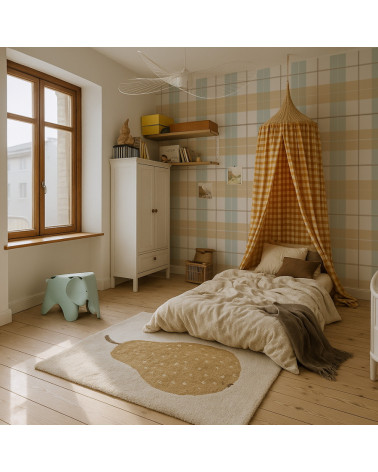 Papier Peint Enfant Carreaux Maxi – Jaune et Bleu