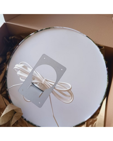 Applique murale ronde - Renard sur la Lune - fond rose