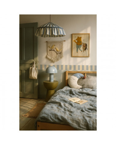 Frise murale Nostalgie à Rayures Beige et Bleu Pastel