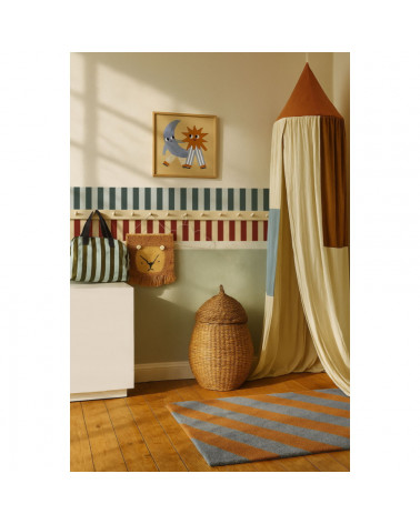 Frise murale Nostalgie à Rayures Vert et Bleu