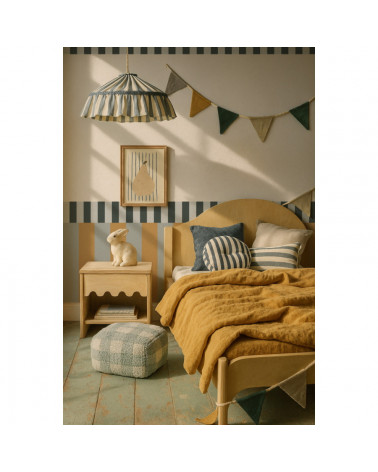 Frise murale Nostalgie à Rayures Vert et Bleu