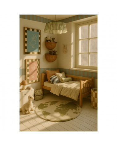 Frise murale à Grandes Rayures Bleu et Vert