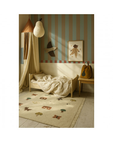 Frise murale à Fines Rayures Brique et Bleu