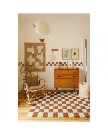 Frise murale à Fines Rayures Crème et Marron