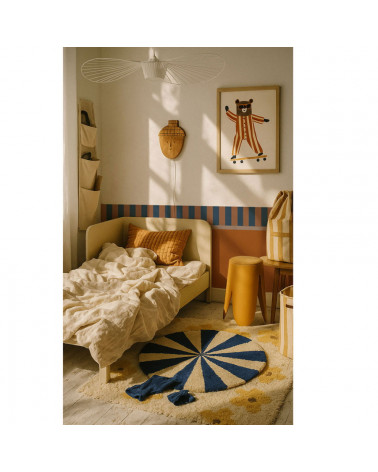 Frise murale à Fines Rayures Bleu Marine et Marron