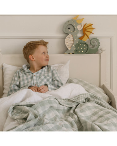 Lampe veilleuse en bois mini dragon - vert