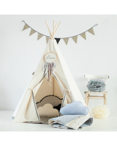 Tipi avec pompons gris