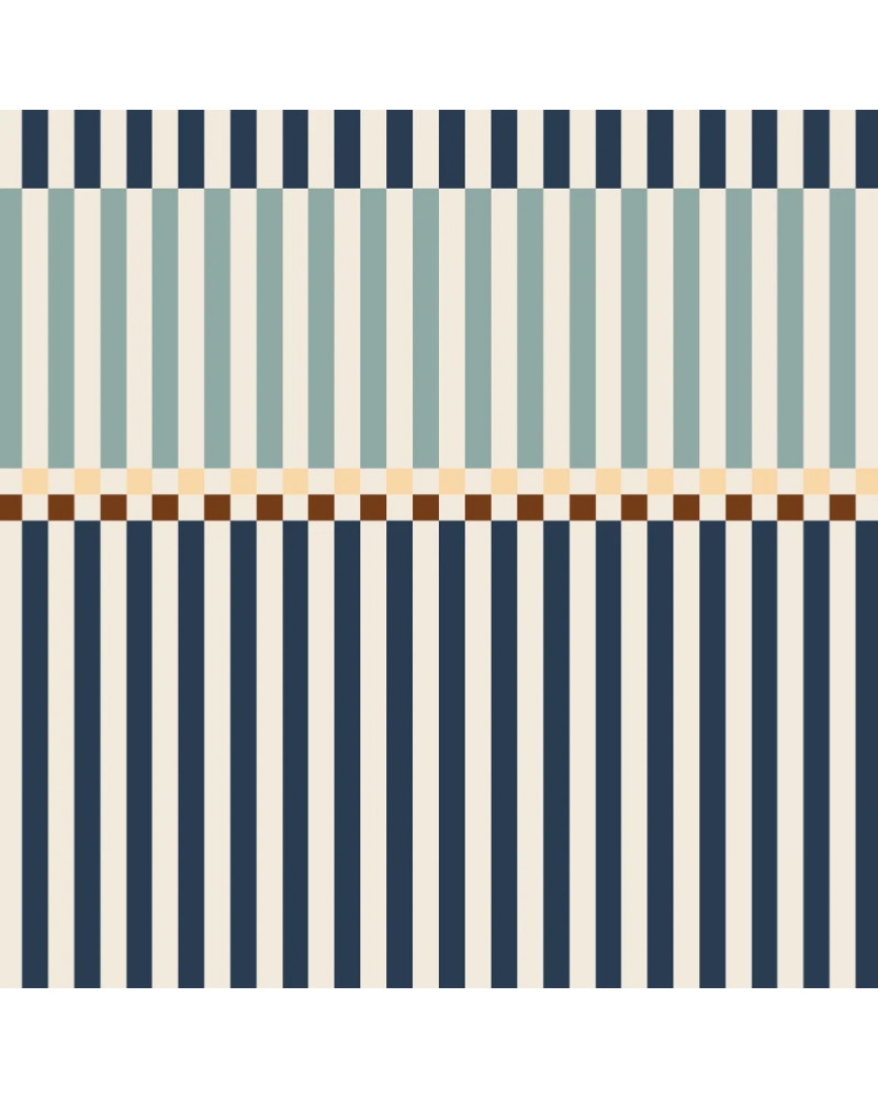 Papier Peint Enfant – Rayures Happy Bleu Marine et Vert Menthe