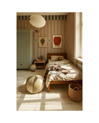 Papier Peint Enfant – Rayures Happy Rose Cerise et Vert