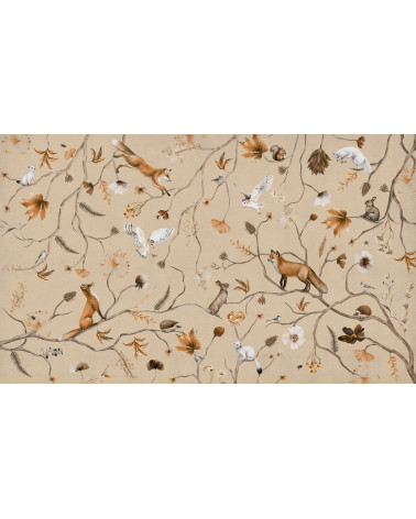 Papier peint enfant Playful Forest - beige