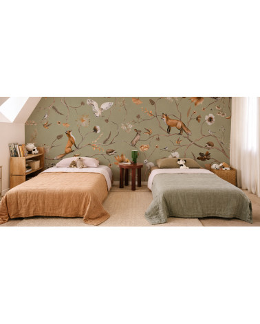 Papier peint enfant Playful Forest - green