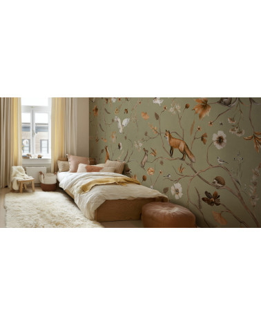 Papier peint enfant Playful Forest - green