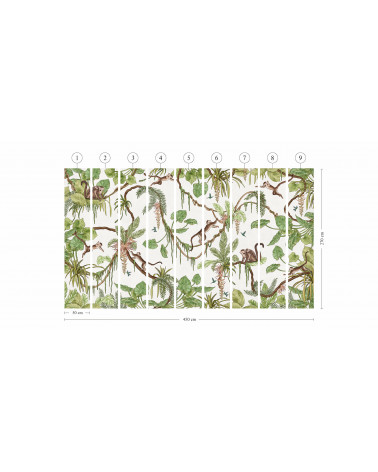 Papier peint enfant Playful Monkeys - White