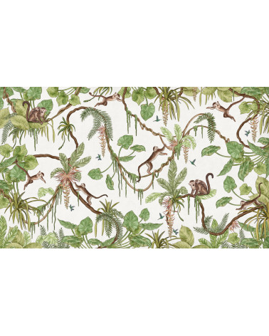 Papier peint enfant Playful Monkeys - White