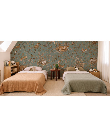 Papier peint enfant Playful Woods - Vintage Green