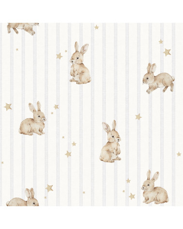 Papier Peint Enfant – Lapins Et Étoiles Dekornik