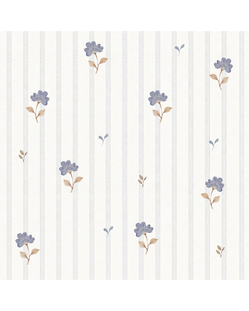 Papier Peint Enfant – Fleurs Rétro Bleu Doux Dekornik