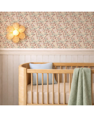 Papier peint enfant -  Sieste du Lapin Tons Pêche