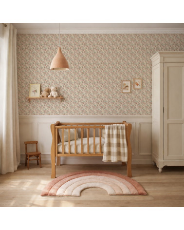 Papier peint enfant -  Sieste du Lapin Tons Pêche
