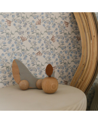 Papier peint enfant -  Sieste du Lapin Tons Bleus