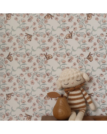 Papier peint enfant -  Sieste du Lapin Tons Clairs