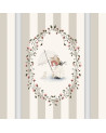 Echantillon Papier Peint enfant - Fille au Parapluie Fond Rayé