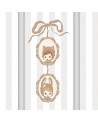 Echantillon Papier peint enfant  - Grand Portrait Médaillon au Ruban Beige