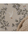 Papier peint enfant  - Jardin des Oies - Fond Gris Serein