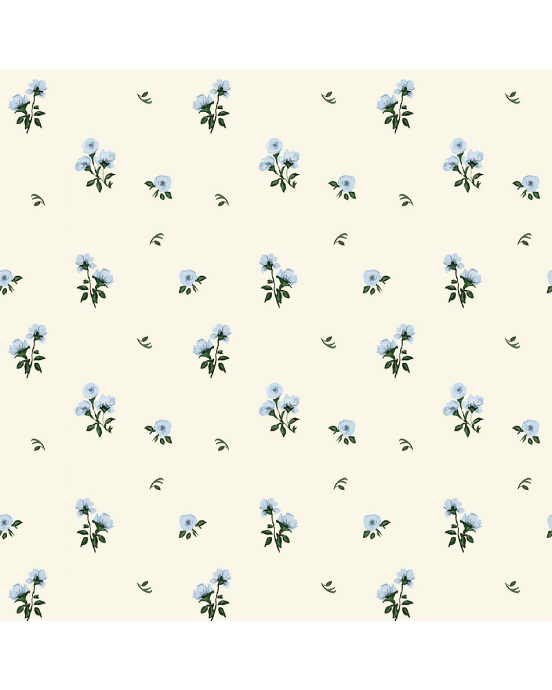 Papier peint enfant - Bleu Délicat Fleuri