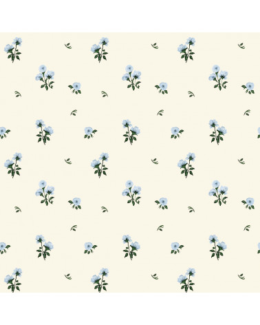 Papier peint enfant - Bleu Délicat Fleuri