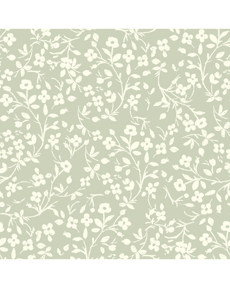 Papier peint enfant - Douceur Fleurie Sauge