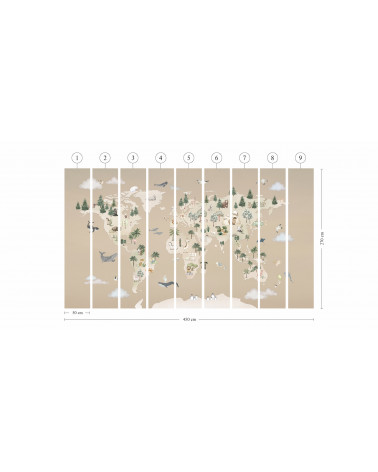 Papier peint enfant -  Animal Atlas brown