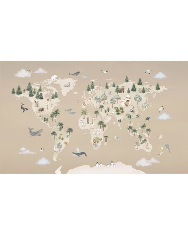 Papier peint enfant -  Animal Atlas brown