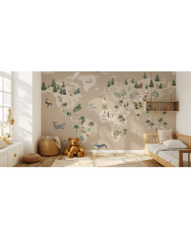 Papier peint enfant -  Animal Atlas brown