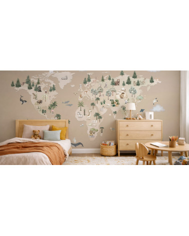 Papier peint enfant -  Animal Atlas brown