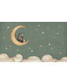 Papier peint enfant -  Bear on the moon green