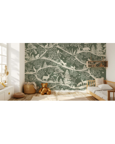Papier peint enfant - Nordic Nature Green White