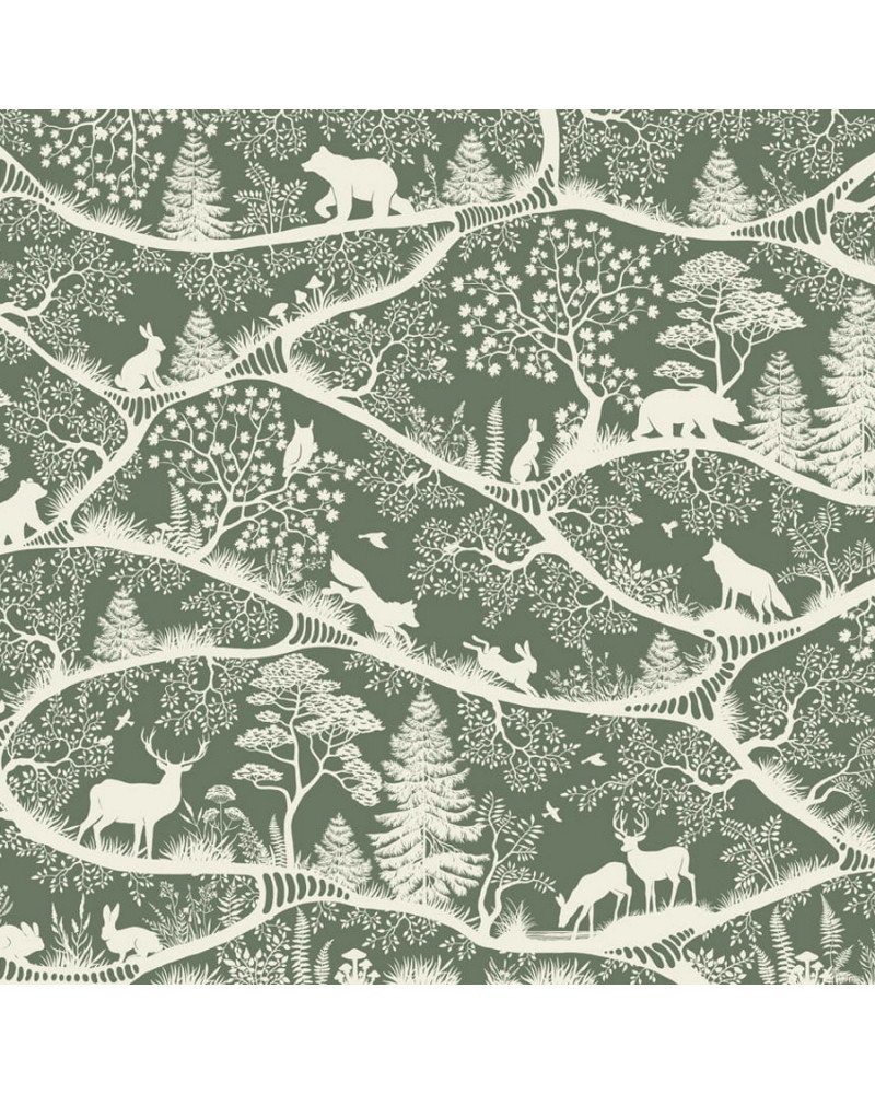Papier peint enfant - Nordic Nature Green White