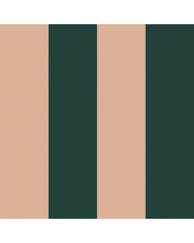 Papier Peint Enfant – Grandes Rayures Vert Royal et Rose