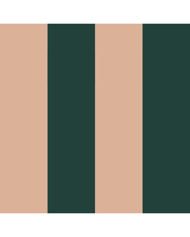 Papier Peint Enfant – Grandes Rayures Vert Royal et Rose