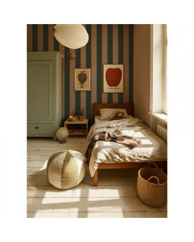 Papier Peint Enfant – Grandes Rayures Vert Royal et Rose